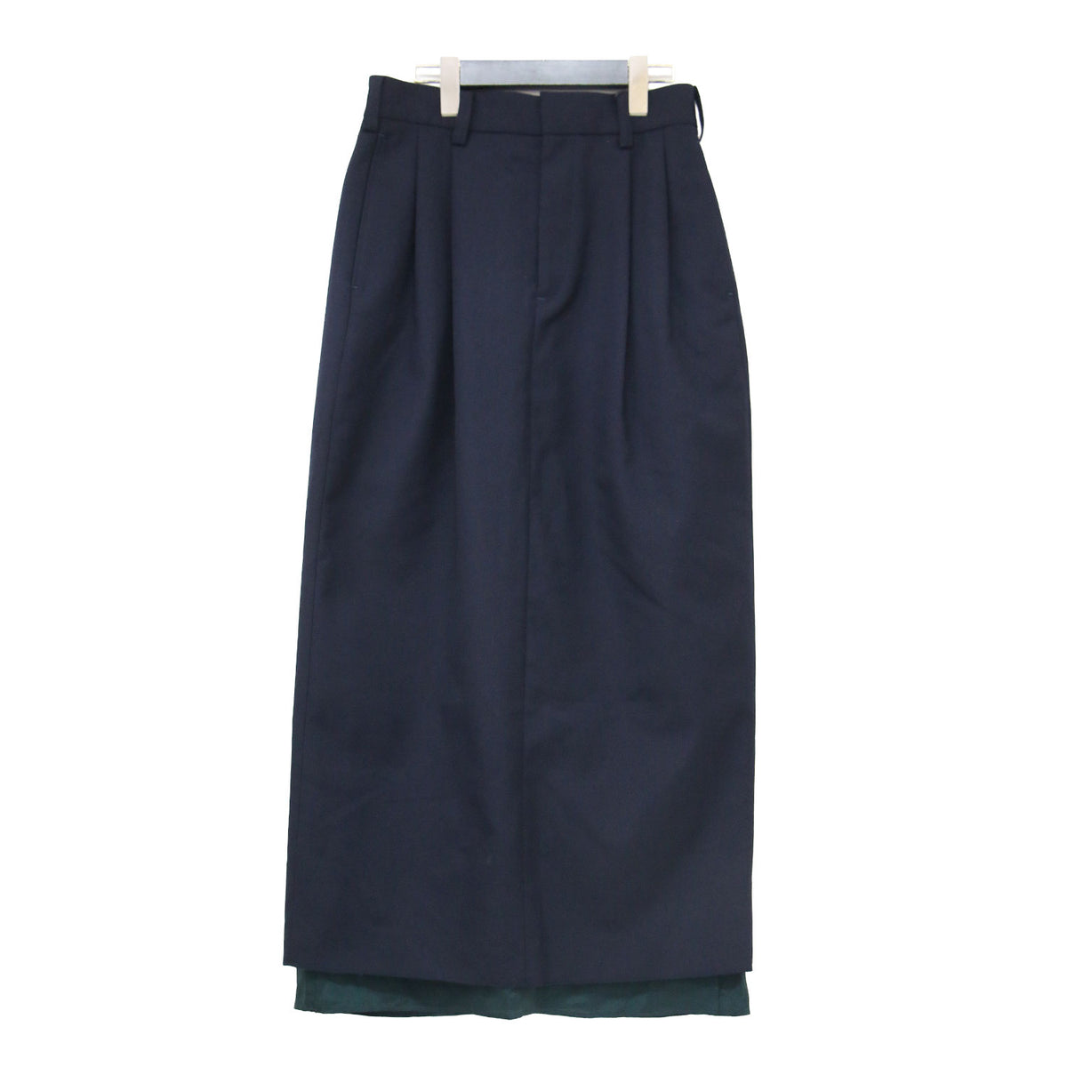 24春夏 オフィサースカート / OFFICER SKIRT ロング丈 Iライン タイト バイカラー タック バックスリット ウール コットン