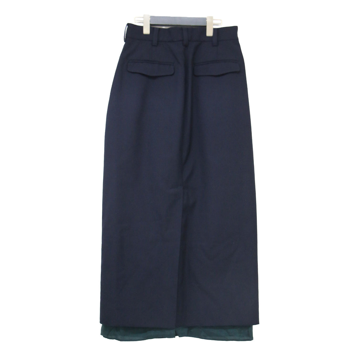 24春夏 オフィサースカート / OFFICER SKIRT ロング丈 Iライン タイト バイカラー タック バックスリット ウール コットン