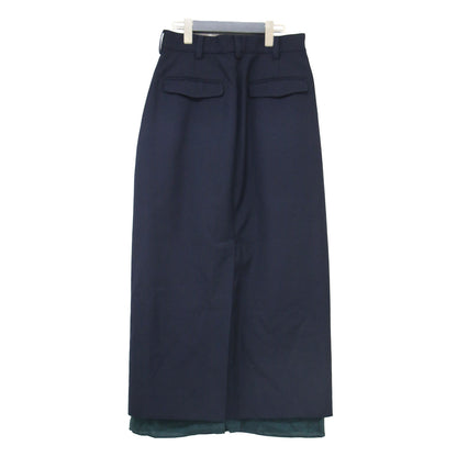 24春夏 オフィサースカート / OFFICER SKIRT ロング丈 Iライン タイト バイカラー タック バックスリット ウール コットン