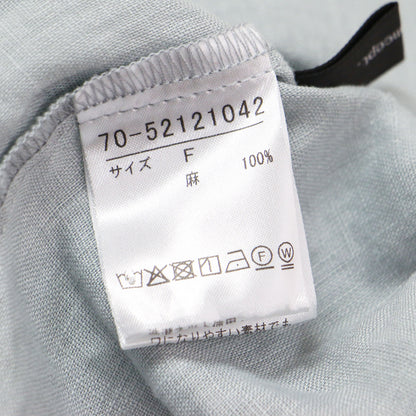 25春夏 リネン フレンチスリーブ シャツワンピース / 半袖 バンドカラー ロング丈 ドロップショルダー スリット