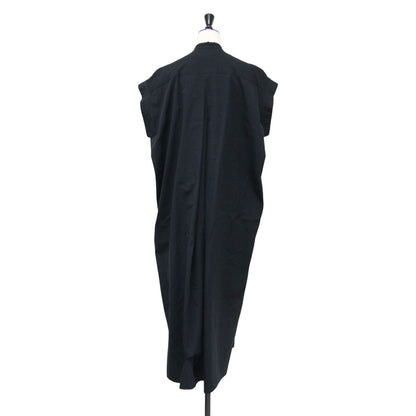 23春夏 バンドカラー シャツ ドレス / AT COTTON CLOTH ワンピースフレンチスリーブ ロング丈 タック