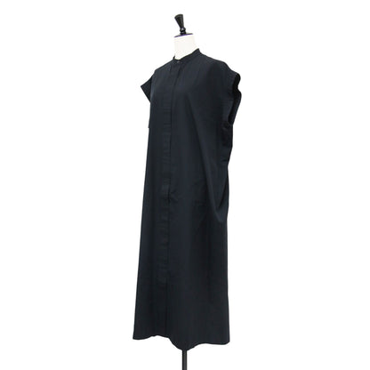 23春夏 バンドカラー シャツ ドレス / AT COTTON CLOTH ワンピースフレンチスリーブ ロング丈 タック