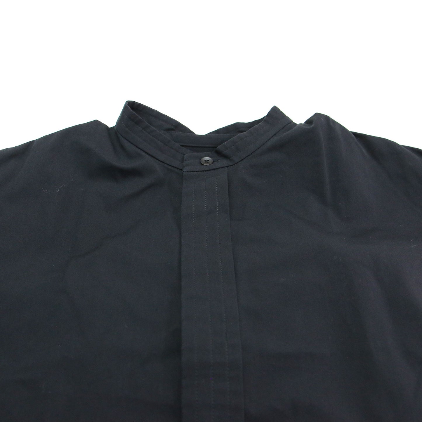 23春夏 バンドカラー シャツ ドレス / AT COTTON CLOTH ワンピースフレンチスリーブ ロング丈 タック