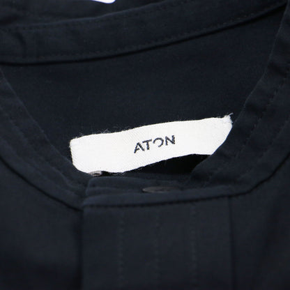 23春夏 バンドカラー シャツ ドレス / AT COTTON CLOTH ワンピースフレンチスリーブ ロング丈 タック