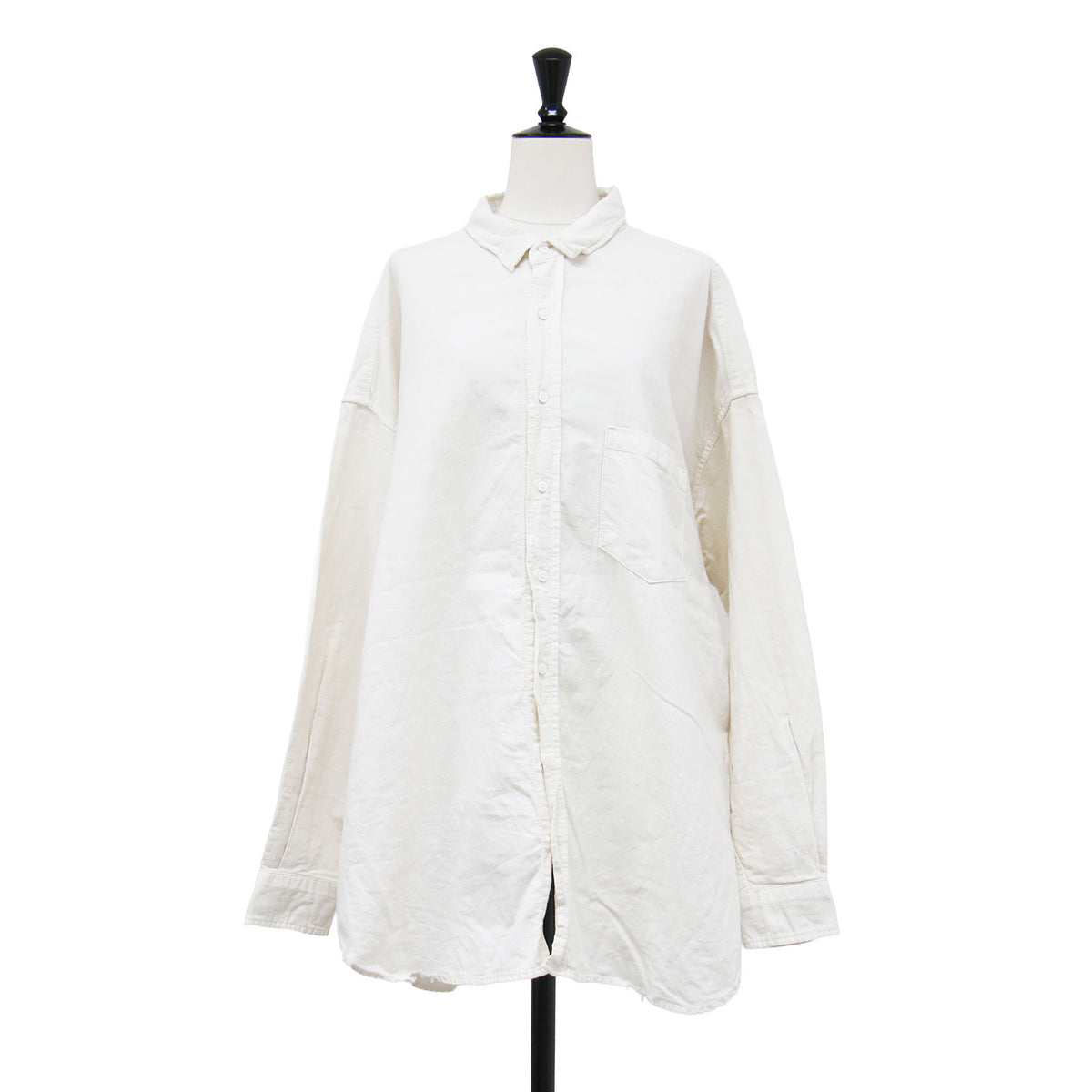 25秋冬 ダメージ加工 ビックコットンシャツ / 長袖 ワイド ドロップショルダー