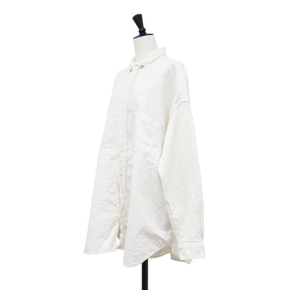 25秋冬 ダメージ加工 ビックコットンシャツ / 長袖 ワイド ドロップショルダー