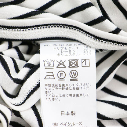 25秋冬 ボーダードレープ Tシャツ / カットソー 長袖 キモノスリーブ