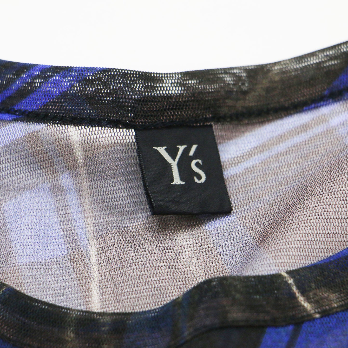 Y's プリント柄 シアー長袖カットソー / プルオーバー ラウンドネック グラフィック 総柄 薄手 ストレッチ ウォッシャブル
