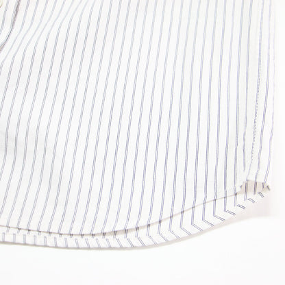 23春夏 ワッシャーコットン サファリシャツ / ブラウス 半袖 ストライプ ドロップショルダー ワイド コットン