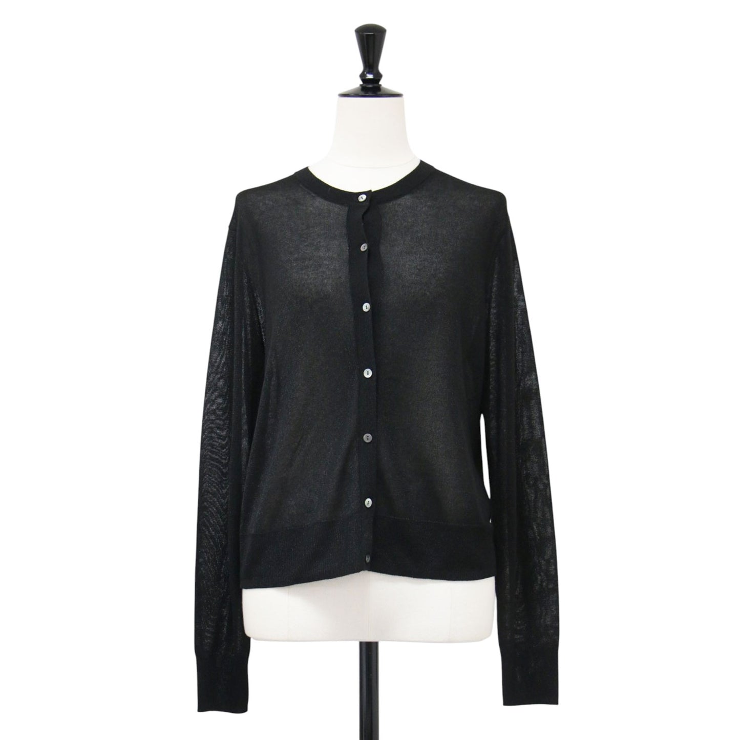 25春夏 シアー ニット カーディガン / SHEEN KNIT CONAR CARDIGAN クルーネック ラメ ハイゲージ