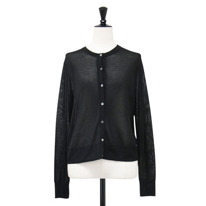 25春夏 シアー ニット カーディガン / SHEEN KNIT CONAR CARDIGAN クルーネック ラメ ハイゲージ