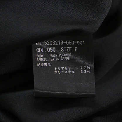 25春夏 サテンクレープ スキッパー ブラウス / SATIN CREPE EASY POPOVER プルオーバー フレンチスリーブ ノーカラー スリット
