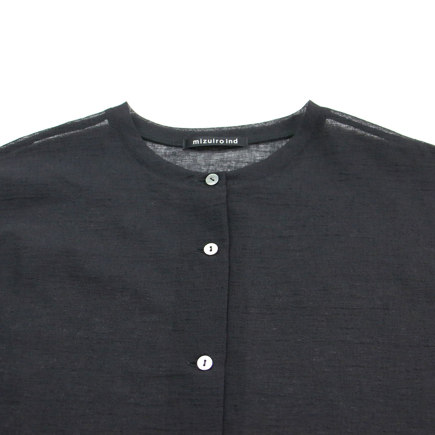 25春夏 ワッシャーボイル ショートカーディガン / washer voile short Cardigan 羽織り 長袖 クルーネック ワイド シアー 洗い加工