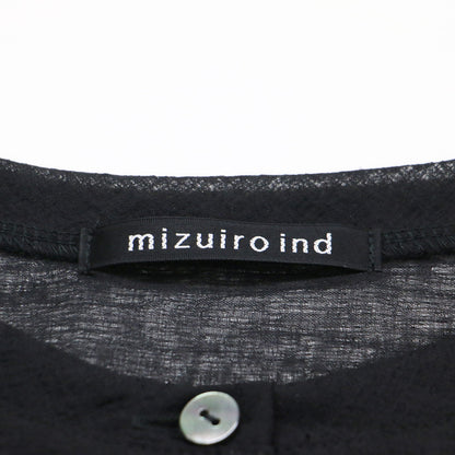 25春夏 ワッシャーボイル ショートカーディガン / washer voile short Cardigan 羽織り 長袖 クルーネック ワイド シアー 洗い加工