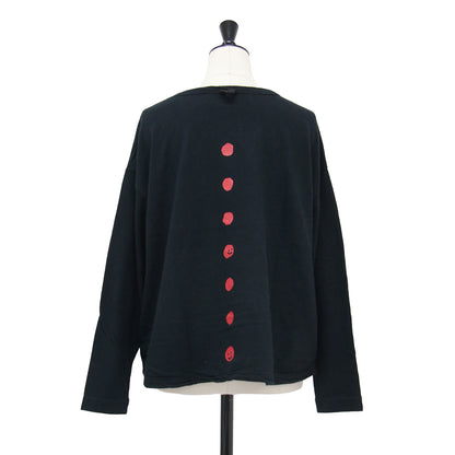 23春夏 バックプリント ロングスリーブ Ｔシャツ / プルオーバー 長袖 ラウンドネック ドロップショルダー ハンガーループ コットン