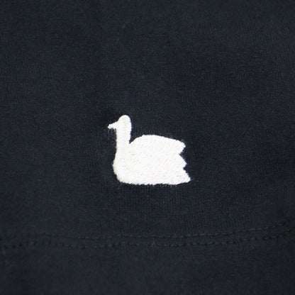26春夏 USコットン ボトルネック 7分袖 / プルオーバー ドロップショルダー セミワイド 刺繍 スワン ウォッシャブル
