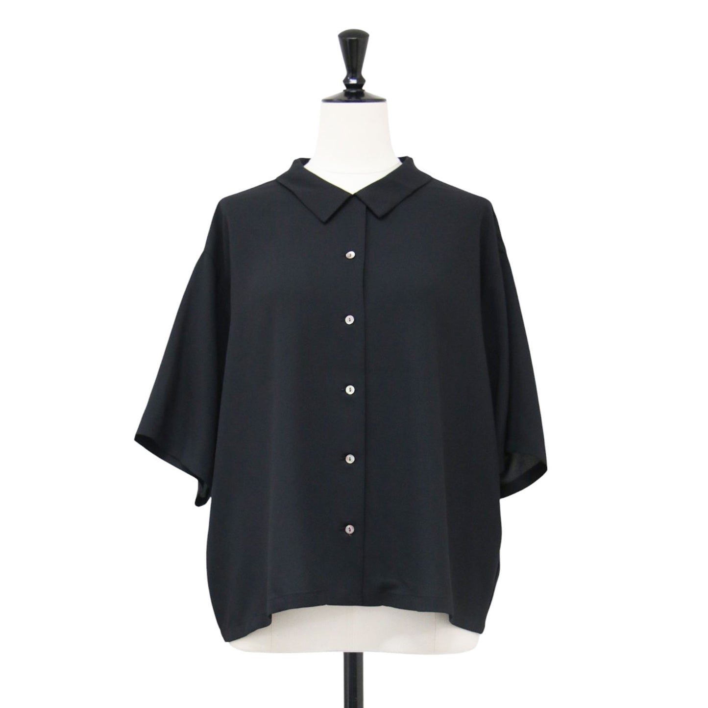 25春夏 ポプリン ハーフスリーブ シャツ / poplin half slv shirt ブラウス 半袖 ミドル丈 シャツカラー