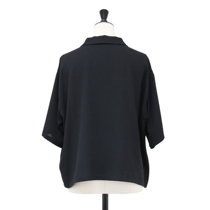25春夏 ポプリン ハーフスリーブ シャツ / poplin half slv shirt ブラウス 半袖 ミドル丈 シャツカラー