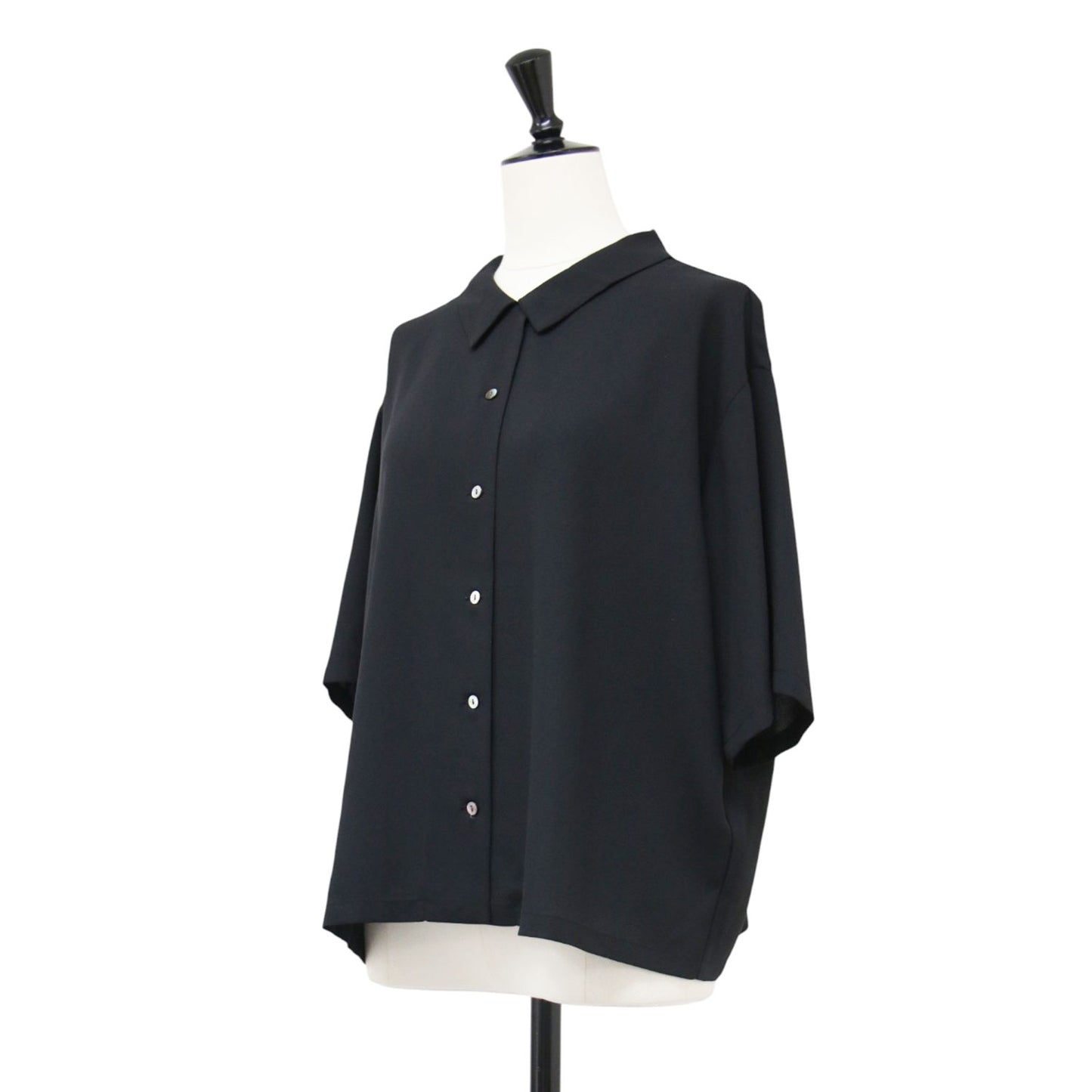 25春夏 ポプリン ハーフスリーブ シャツ / poplin half slv shirt ブラウス 半袖 ミドル丈 シャツカラー