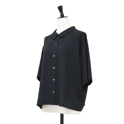 25春夏 ポプリン ハーフスリーブ シャツ / poplin half slv shirt ブラウス 半袖 ミドル丈 シャツカラー