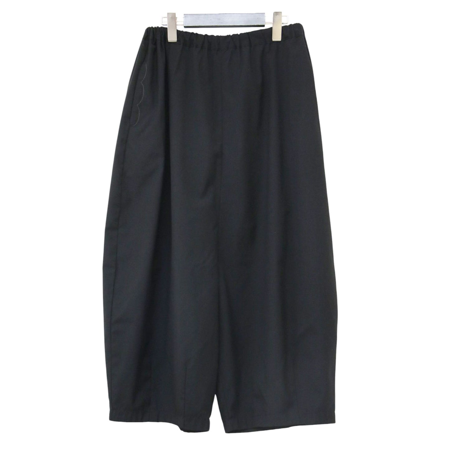 トロ クロップド サルエルパンツ / ワイドパンツ ウエストゴム スカラップステッチ ギャザー タック