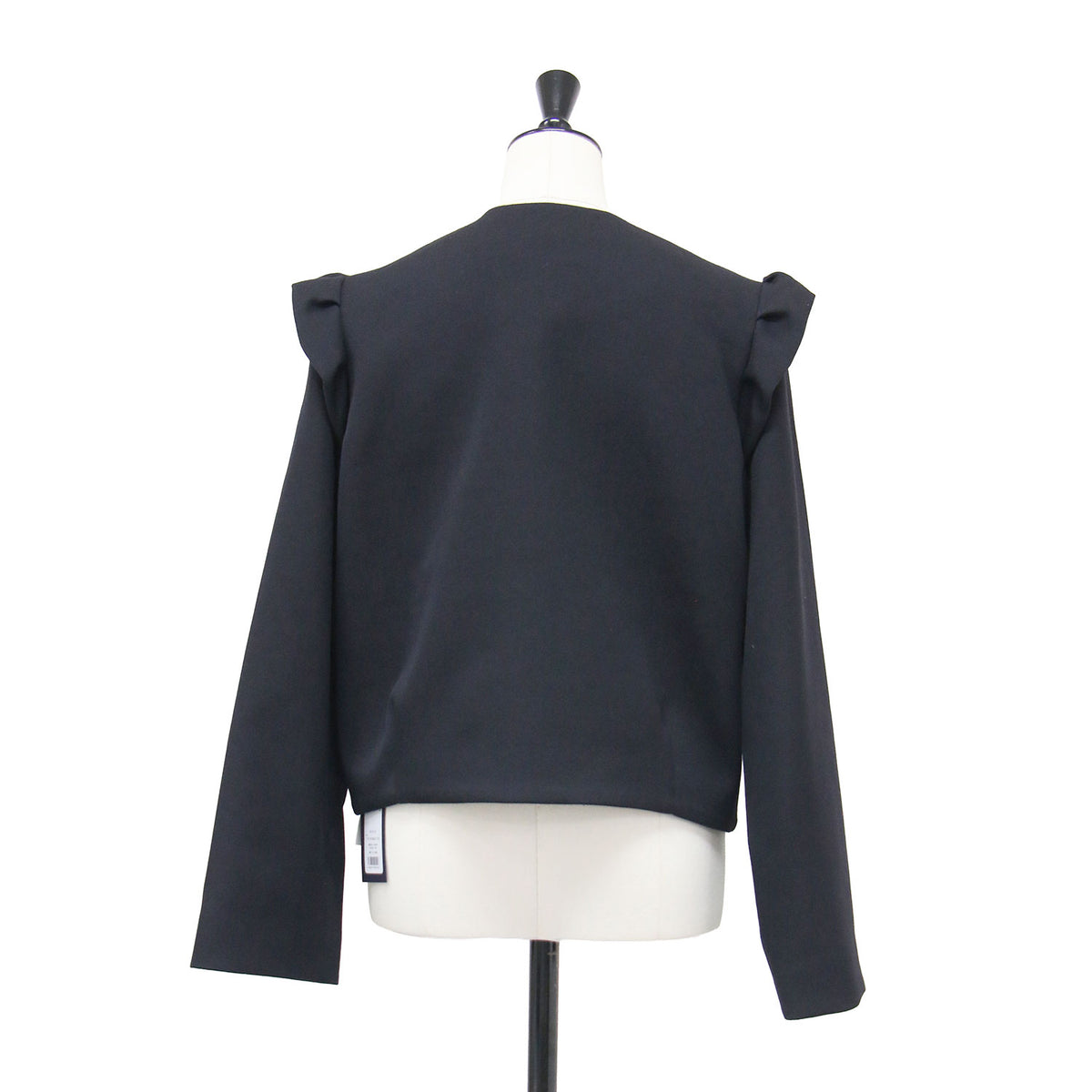 フリル ノーカラー ショートジャケット / SHOULDER FRILL BLOUSON BD2411-3B-02 / ボレロ 長袖 クルーネック コンパクト ウール