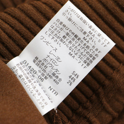 ノースリーブ ウエスト リボン ワンピース / ロング丈 クルーネック フレア リブ 切替