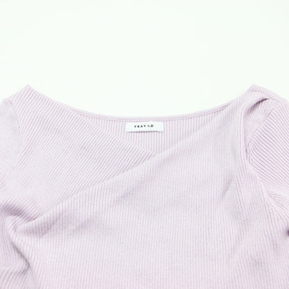 26春夏 シルクブレンド アシメデコルテドレープ リブニット / 長袖 ラメ ウール
