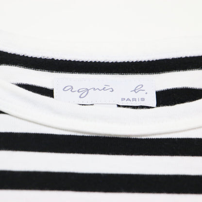 ボーダー Tシャツ / ラウンドネック 長袖 タイト コットン
