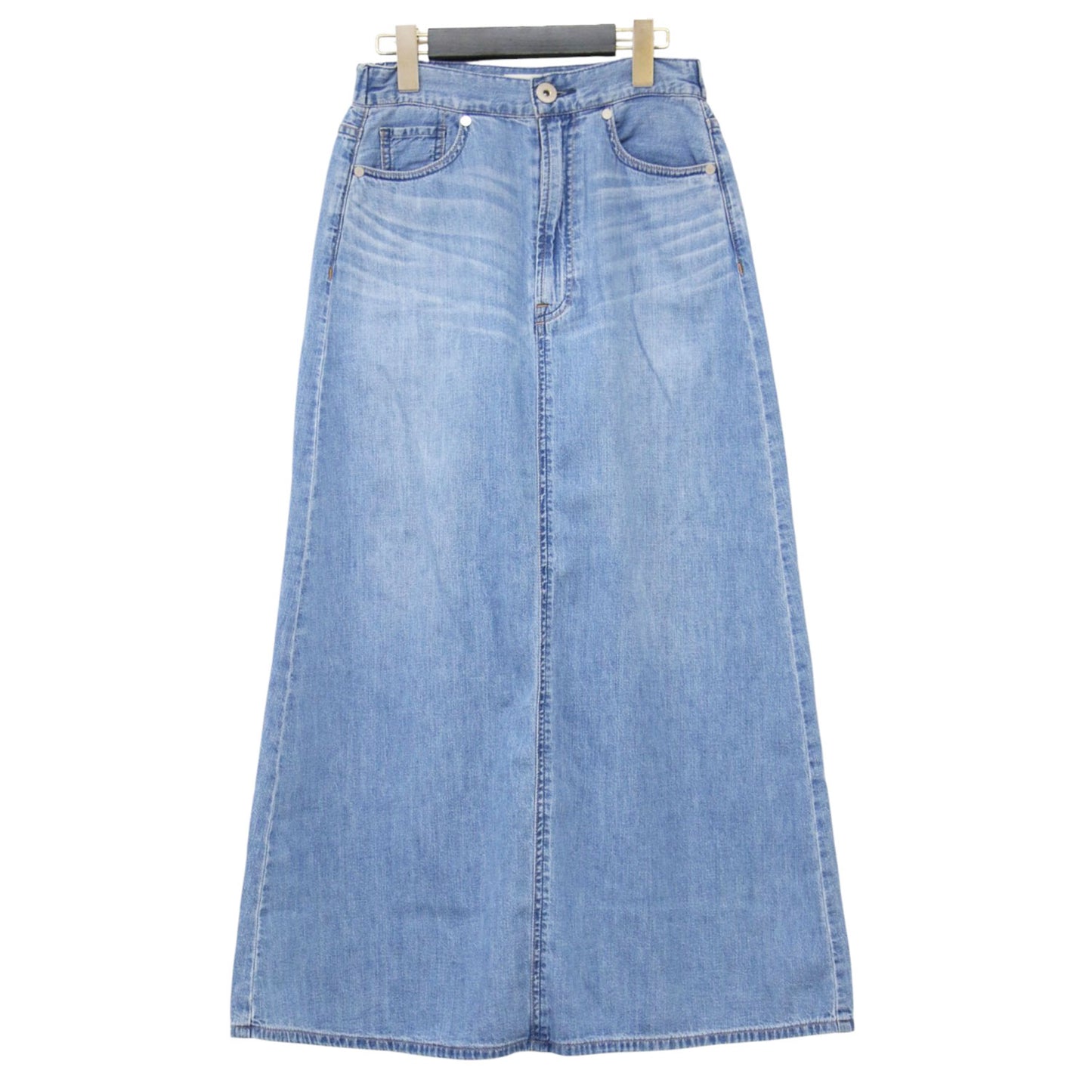 × Spick&Span 別注 デニムスカート / THE LAZY SKIRT ロング丈 Aライン ウエストゴム バックスリット コットン ウォッシャブル