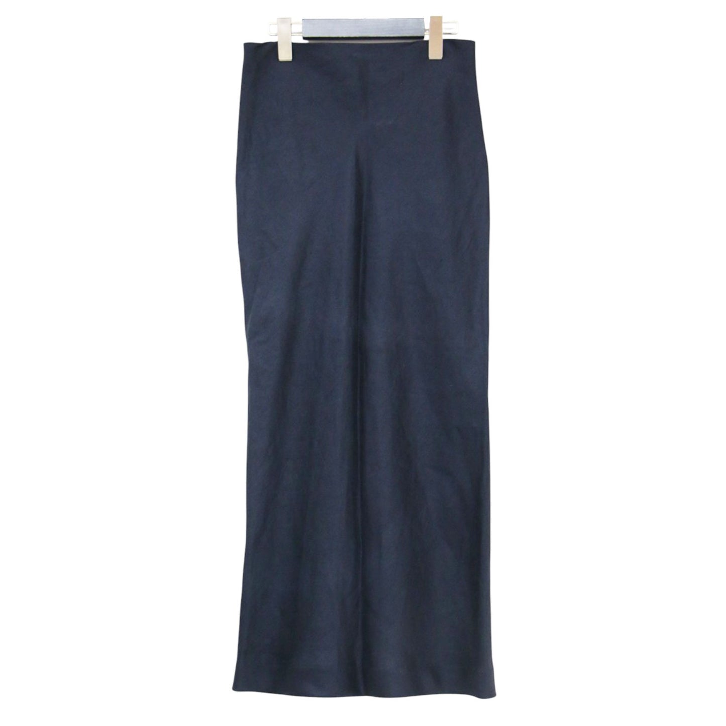 タイトロングスカート / VIAS MAXI SKIRT LINEN SATIN ロング丈 Iライン バックファスナー 微光沢 コットン リネン