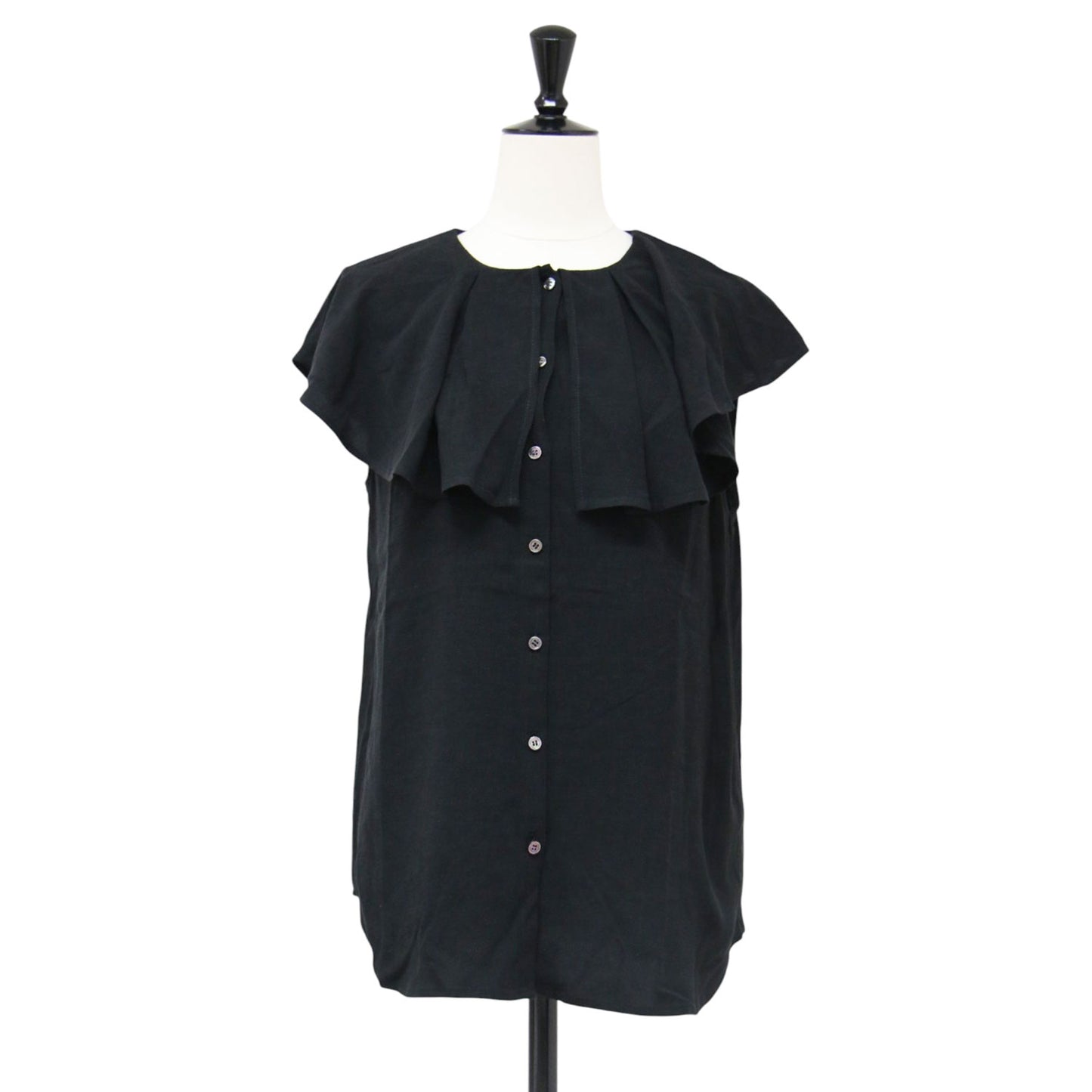 フリル ブラウス / frill blouse ノースリーブ クルーネック フレア ラウンドヘム