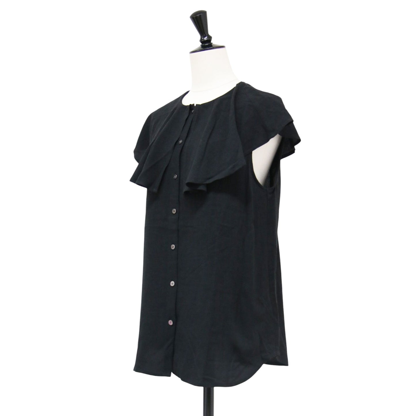 フリル ブラウス / frill blouse ノースリーブ クルーネック フレア ラウンドヘム