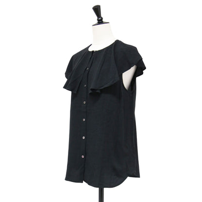 フリル ブラウス / frill blouse ノースリーブ クルーネック フレア ラウンドヘム