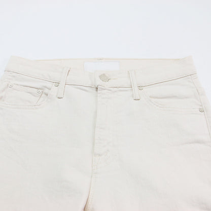 カットオフ デニムパンツ / INSIDER CROP STEP FRAY クロップド丈 ステップヘム ストレッチ カットオフ ハイライズ ストレート