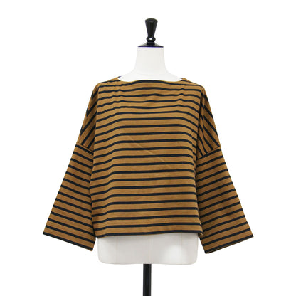 23秋冬 コットン ボートネック ワイドプルオーバー / BMB SHIRT WIDE SLEEVE カットソー 長袖 ドロップショルダー Aライン