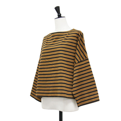 23秋冬 コットン ボートネック ワイドプルオーバー / BMB SHIRT WIDE SLEEVE カットソー 長袖 ドロップショルダー Aライン