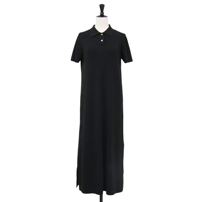 26春夏 ストレート ポロワンピース / ニット 半袖 ロング丈 スリット