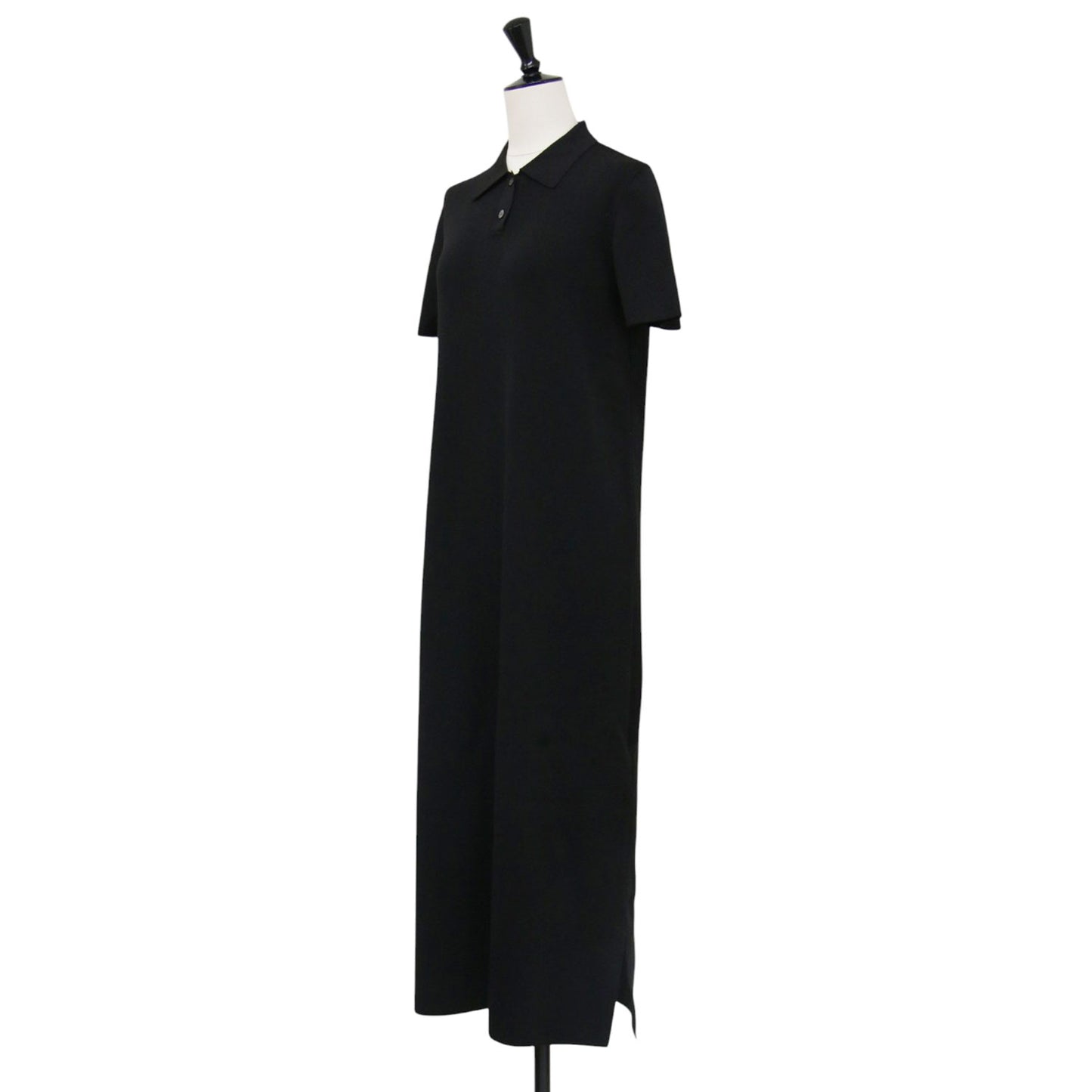 26春夏 ストレート ポロワンピース / ニット 半袖 ロング丈 スリット