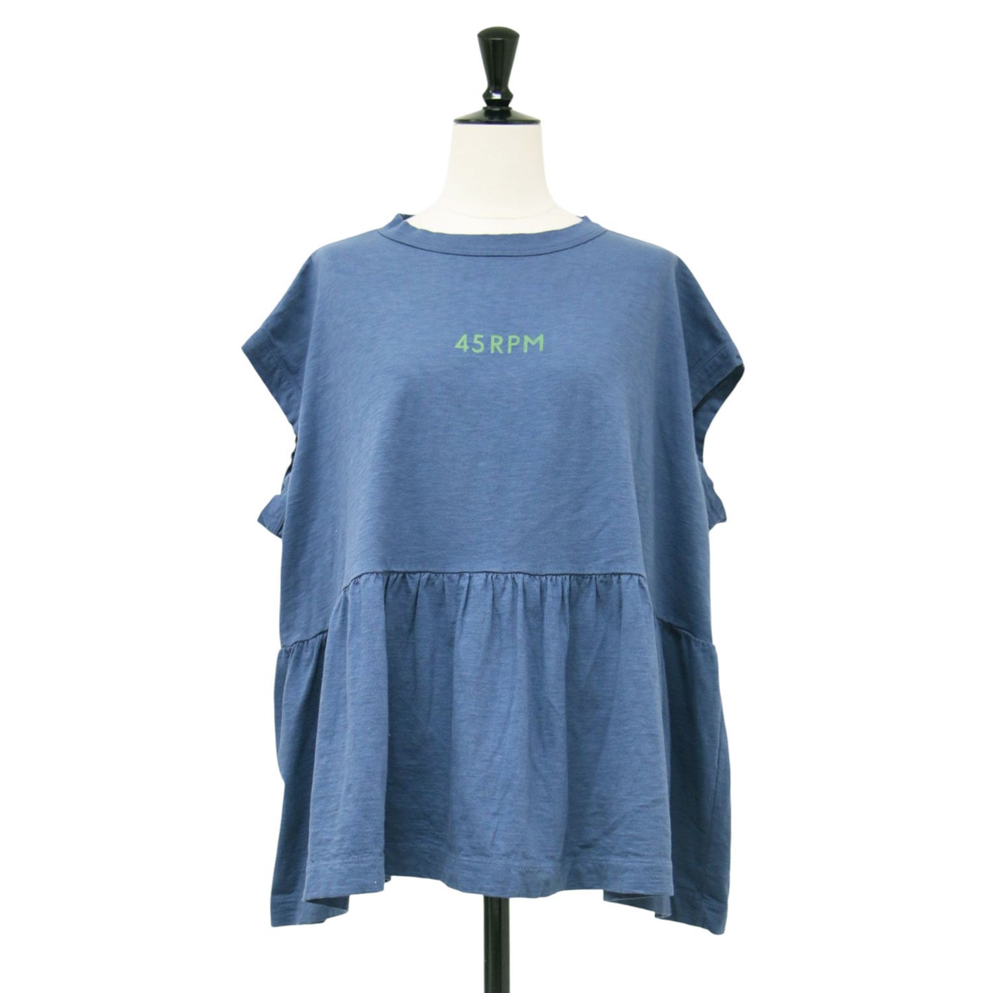 ピッコロゴプリントのギャザーMキャミ / カットソー ノースリーブ クルーネック ロゴプリント フレア タック コットン