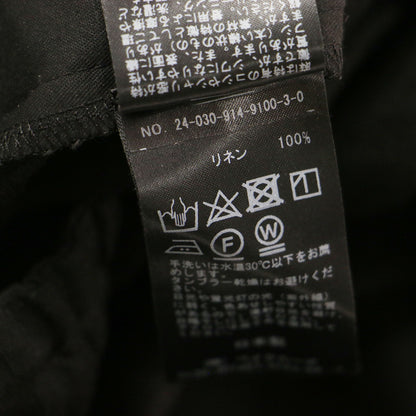 LA BOUCLE 24秋冬 リネン ブロード イージーパンツ / ワイド フレア ウエストゴム ドロスト