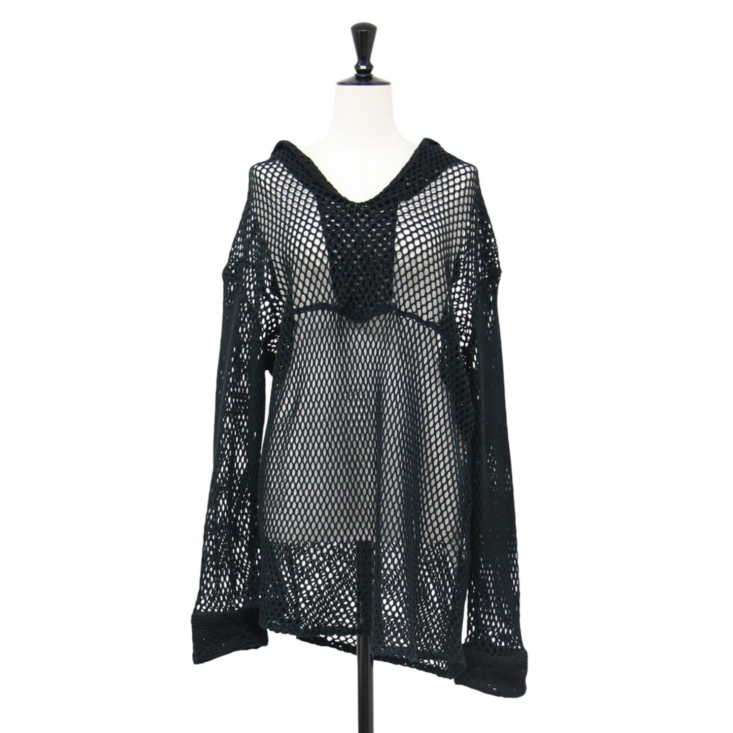 25春夏 アンティークレース セーラー トップス / Antique Lace Sailor Top ブラウス プルオーバー 長袖 Vネック メッシュ コットン