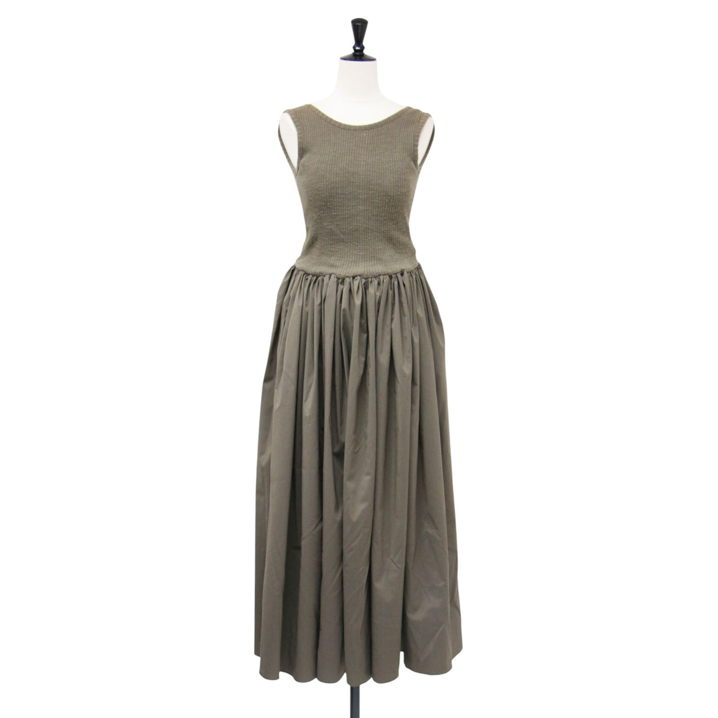 23春夏 タンクトップ コンビ ドレス / Tank-top Combi Dress ワンピース ロング ノースリーブ ニット ギャザー