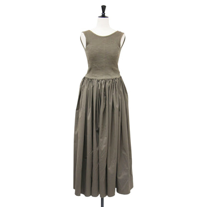 23春夏 タンクトップ コンビ ドレス / Tank-top Combi Dress ワンピース ロング ノースリーブ ニット ギャザー