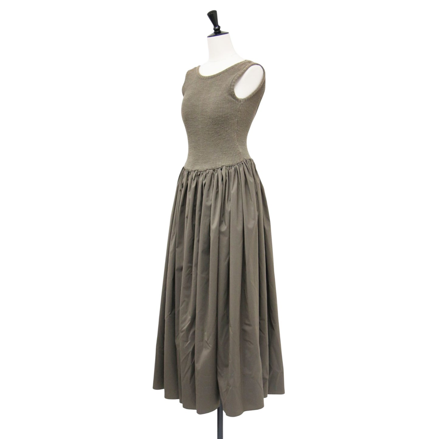 23春夏 タンクトップ コンビ ドレス / Tank-top Combi Dress ワンピース ロング ノースリーブ ニット ギャザー