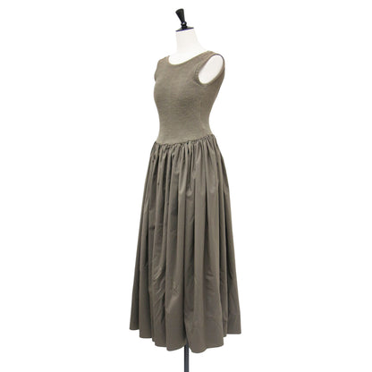 23春夏 タンクトップ コンビ ドレス / Tank-top Combi Dress ワンピース ロング ノースリーブ ニット ギャザー