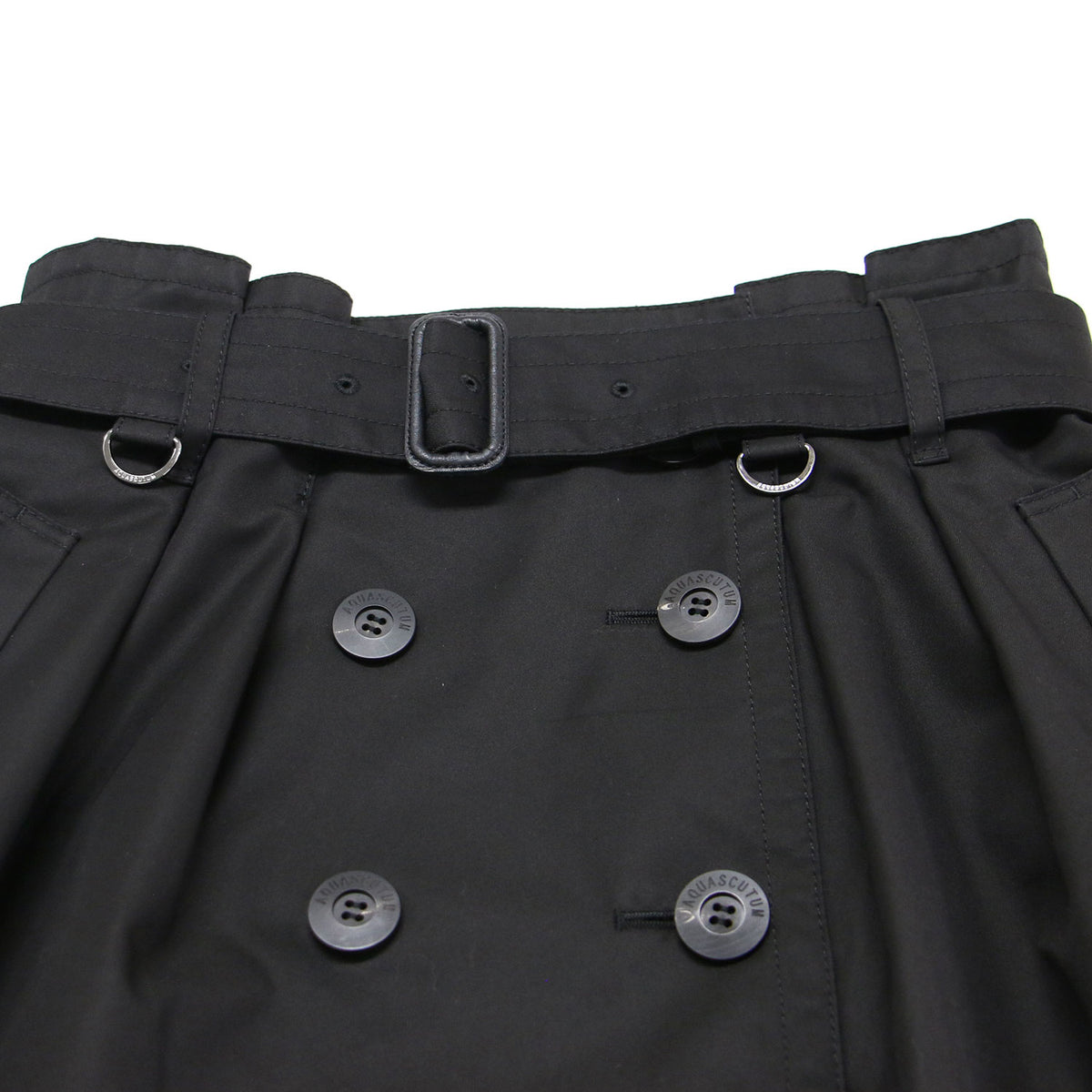 トレンチ ミディ スカート / ラップスカート 膝丈 Aライン ベルト付き タック コットン