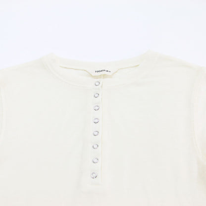 26年春夏 ヘンリーネック ソフト トップス / Henleyneck Soft Tops 長袖 クルーネック シアー