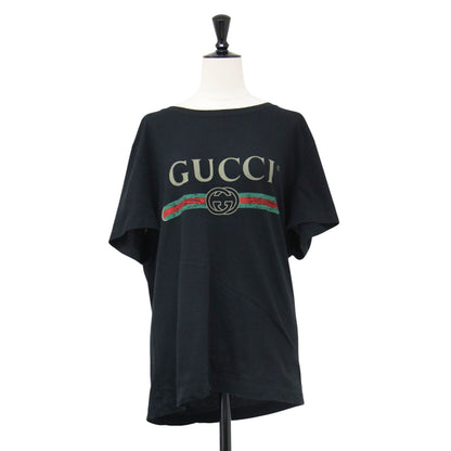 ロゴ ウォッシュド オーバーサイズ Tシャツ / カットソー 半袖 クルーネック ロゴ プリント コットン