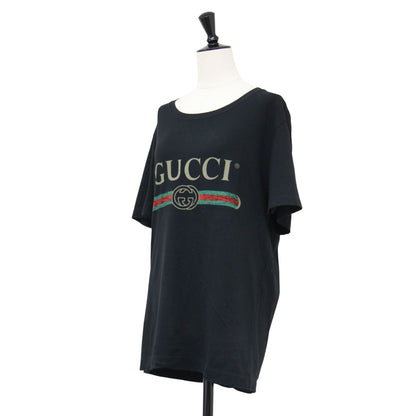 ロゴ ウォッシュド オーバーサイズ Tシャツ / カットソー 半袖 クルーネック ロゴ プリント コットン